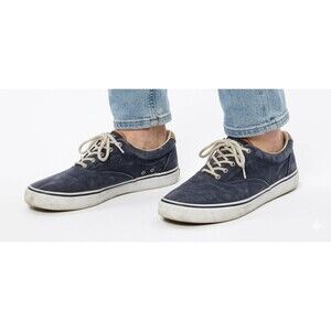 Sperry Top-Sider Striper II CVO Navy Salt-Washed Canvas Sneakers Men's 13W Wide